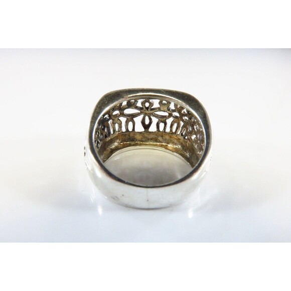 Pierced Sterling Silver Designer Style Finger Ring Pre-owned Size 6 1/2 - Picture 5 of 8